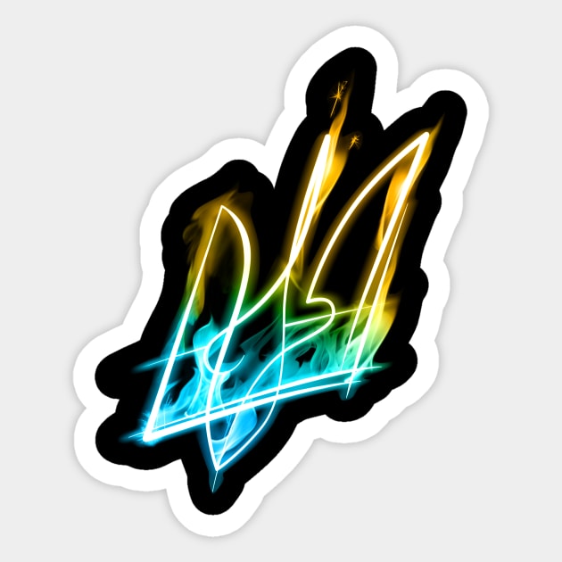 Burning Trident Sticker by goldengallery